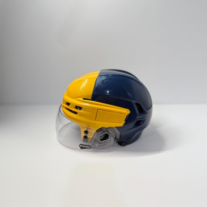 CCM TACKS X BLUE NAVY & YELLOW SMALL  (USED)